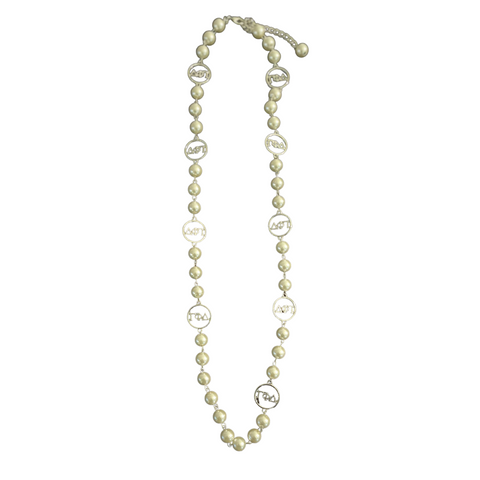 GPD Long Pearl Necklace - Silver Accent GPD Long Pearl Necklace - Silver Accent