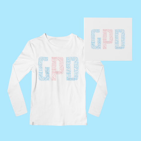 Gamma Phi Delta in Words Long Sleeve Shirt - White (GPD) Gamma Phi Delta in Words Long Sleeve Shirt - White (GPD)