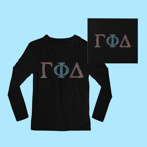 Gamma Phi Delta in Words Long Sleeve Shirt - Black Gamma Phi Delta in Words Long Sleeve Shirt - Black