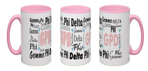Gamma Phi Delta Mug - Pink Interior & Handle Gamma Phi Delta Mug - Pink Interior & Handle