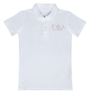 Gamma Phi Delta Polo Shirt - White Gamma Phi Delta Polo Shirt - White