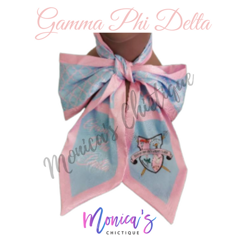 Gamma Phi Delta Neck Bow - Pink Trim Gamma Phi Delta Neck Bow - Pink Trim