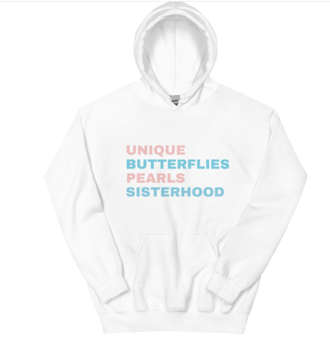 Gamma Phi Delta in Words Hoodie - White