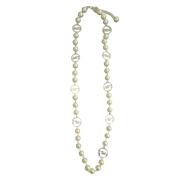 GPD Long Pearl Necklace - Silver Accent