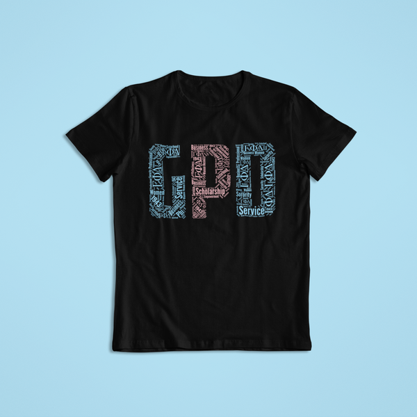 Gamma Phi Delta in Words Short Sleeve Shirt - Black (GPD)