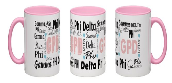 Gamma Phi Delta Mug - Pink Interior & Handle