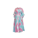 Pink & Blue Maxi Dress