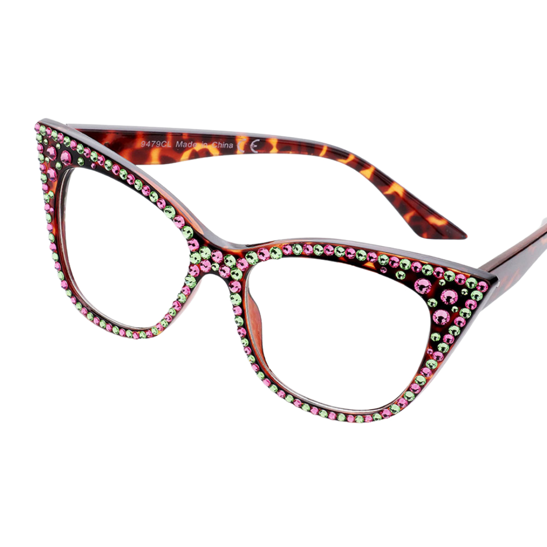 Pink & Green Cat Eye Glasses